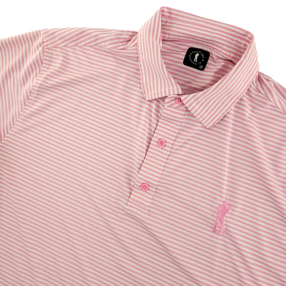U Suck At Golf Polo Shirt Mens XL Pink Stripe Golf Performance Stretch Top
